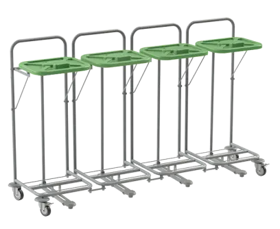 VK 80 - 4N vozík na třídění odpadu a prádla, nožní otevírání plast - VK - zelený